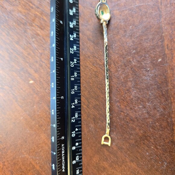 Christian Dior Bracelet Green Cabochon Crystal Gold Plated SIGNED VINTAGE Pretty - Picture 9 of 16